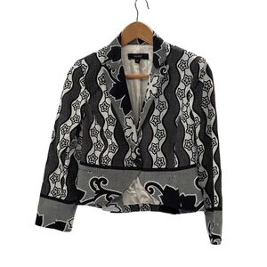 Suno Blazer Suit Jacket Women Size XS Black White Cotton Silk